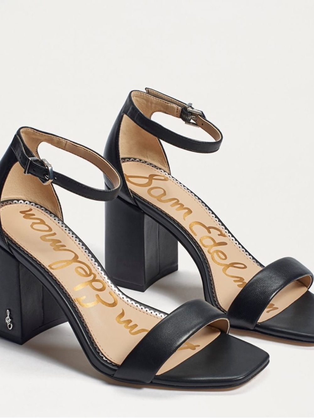 Sam Edelman Daniella Black Leather Block Heels
